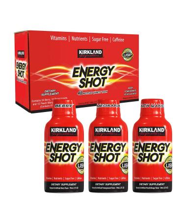 Kirkland Signature Energy Shot Dietary Supplement: 48 Bottles Variety Pack of 2 Fl Oz