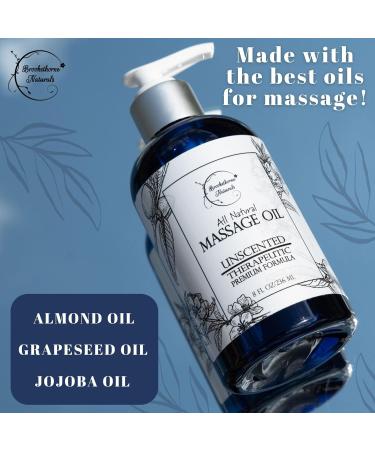 Unscented Massage Oil - 100% Natural Body Oil for Massage Therapy | Sweet Almond Grapeseed & Jojoba - Premium Carrier Oil for Aromatherapy | Brookethorne Naturals 8.5 Fl Oz - Buy Online on GoSupps.com