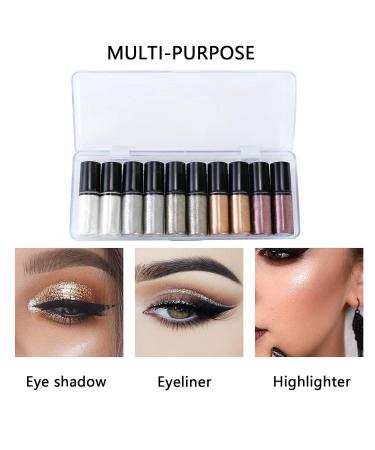 BOOBEES 10 PCs Liquid Glitter Eyeshadow Set - Waterproof Pearl Glitter Shimmer Eyeliner - Long-Lasting Quick-Dry Makeup in 5 Colors - Buy Online on GoSupps.com