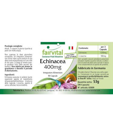 Fairvital | Echinacea 400mg VEGAN - Highly dosed - 90 capsules - Echinacea purpurea - Buy Online on GoSupps.com