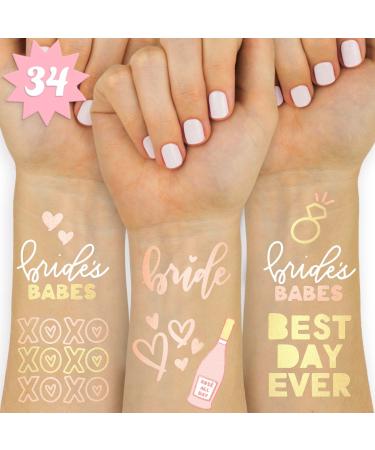 xo  Fetti Bride's Babe Tattoos - 34 Glitter Styles | Bachelorette Party Decoration  Bridesmaid Favor  Bride to Be Gift + Bridal Shower Supplies