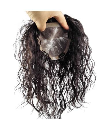 Real hair crown attachment for women with thin hair 12.7 x 14 cm mono-crown filler hair part 40.6 cm dark brown 40.6 cm dark brown