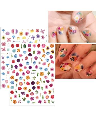 JMEOWIO 10 Sheets Spring Nail Art Stickers Decals Self-Adhesive Summer Blue Butterfly Nail Supplies Nail Art Design Decoration Accessories Flower D - Buy Online on GoSupps.com