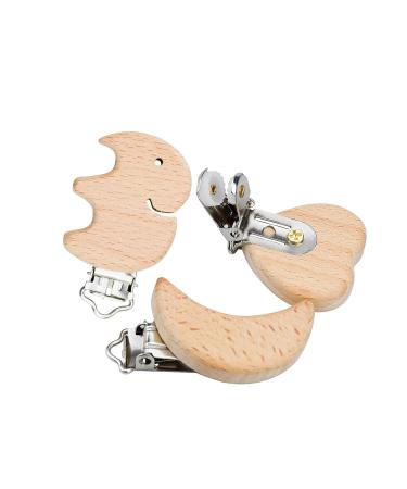 Gamital 6-Piece Pacifier Clip Set | Metal & Wood Infant Nipple Holders | Baby Pacifier Chains & Closures - Buy Online on GoSupps.com
