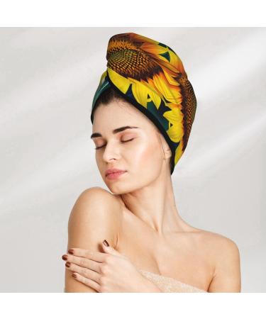 Sunflower Coral Velvet Dry Hair Cap - Anti-Frizz Curly Hair Drying with Buttons - Perfect for Long & Thick Hair - Buy Online on GoSupps.com