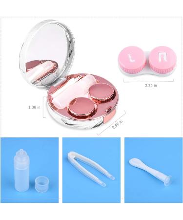 5-in-1 Travel Contact Lens Case Set with Mirror, Tweezers, Remover Tool & Solution Bottle - Rose Gold - Buy Online on GoSupps.com