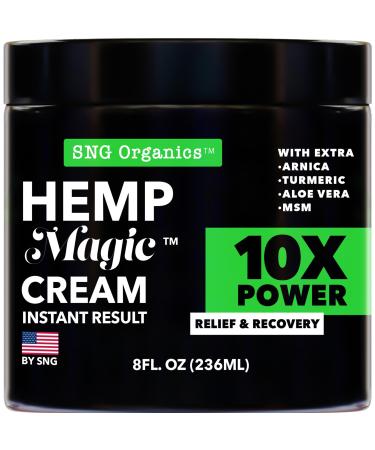 Hemp Cream (8oz) Hemp Oil & Arnica Cream Soothes Discomfort on Joint Muscle Shoulder Hip Neck Knee & Back Support. All Natural Cream Made in USA. Fast Acting Menthol Rub 8 Ounce (Pack of 1)