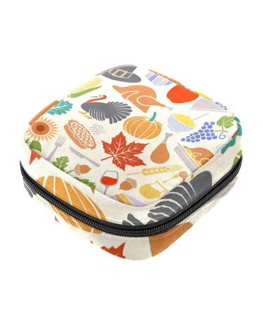 Pumpkin Turkey Leaf Sanitary Napkin Storage Bag Feminine Product Pouches Portable Period Kit Bag Menstruation First Period Bag for Women Teen Girls Ladies Menstrual Cup Pouch Tampon Bags Color 9