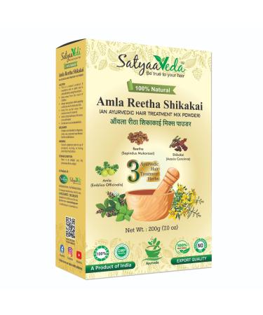 Satya Veda Organique 200 Gram AMLA RITHA SHIKAKAI Mix Hair Treatment Hair Spa Powder Hair Cleanser I Hair Growth I Shiny Hair Anti Dandruff I 100 Herbs 200g Pack of 1