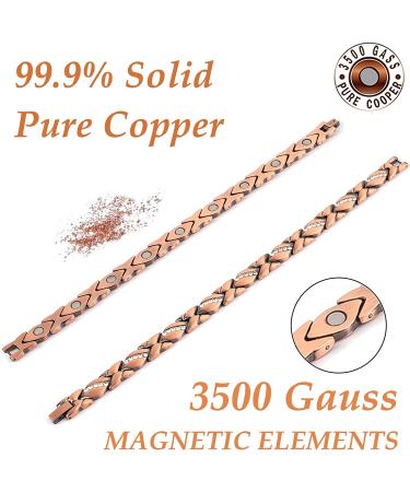 Vicmag Copper Magnetic Bracelet & Ring for Women - 3500 Gauss Magnet Jewelry Set with Adjust Tool - Crystal Flower Design - Gift for Joint Health - Buy Online on GoSupps.com
