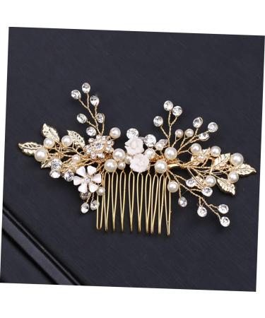 DOITOOL Tiara Crystal Headpiece Pearl Hair Comb Rhinestone Comb Bridal Headwear Flower Hair Jewelry Bride Alloy Hair Accessories - Buy Online on GoSupps.com