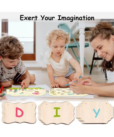 12PCS Unfinished Wood Crafts Blanks - Rectangle-Shaped Ornaments & Plaques for DIY Crafts - Fathers Day Gifts - 8.8 x 5.7 Inches - Wood Burning, Painting, Hanging Decorations - 3 Styles - Buy Online on GoSupps.com