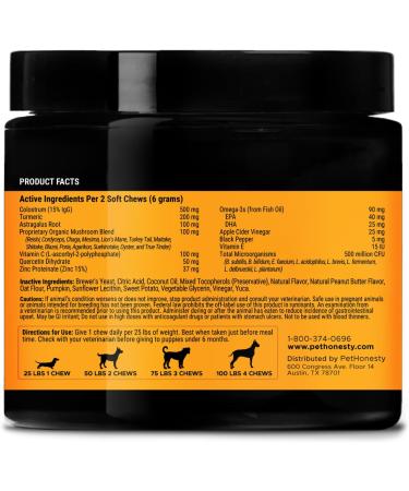 Pet Honesty Dog Allergy Relief Chews Omega 3 Salmon Fish Oil Probiotic Supplement for Anti-Itch Hot Spots and Seasonal Allergies (Peanut Butter) - Buy Online on GoSupps.com