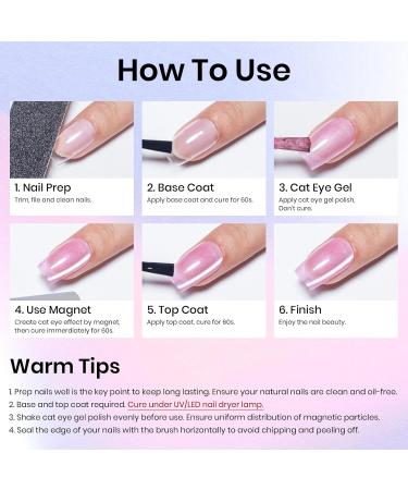 MIZHSE Cat Eye Gel Nail Polish Set - 6 Colors Magnetic Ceramic Polish Kit for Manicure - Perfect Gift Set in Silver Champagne Pink Green Blue Purple - Buy Online on GoSupps.com