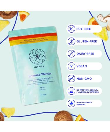 100% Vegan Immune Booster Supplement NIYAMA Immune Warrior | With Clinically Studied Beta Glucans Zinc Buffered Vitamin C | Strengthening Immune System Booster Powder | Orange Pineapple Flavour (30 Servings) - Buy Online on GoSupps.com