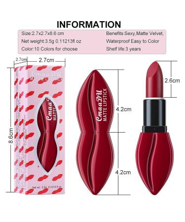Easilydays Matte Lipstick Set - Dark Colors, Moisturizing Velvet Lip Stain, Long-Lasting & High Pigmented - Waterproof Red Pink Coral Lip Gloss for Women (08) - Buy Online on GoSupps.com