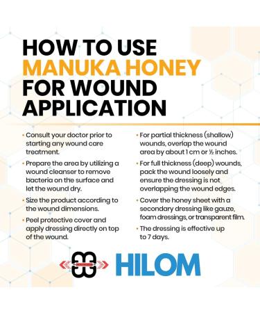 Hilom Medical Grade Manuka Honey Gauze Dressing 4x4 (10 Pack) | Non-Adherent First Aid for Minor Wounds & Advanced Wound Care - Bed Sores, Burns, Lacerations - Buy Online on GoSupps.com