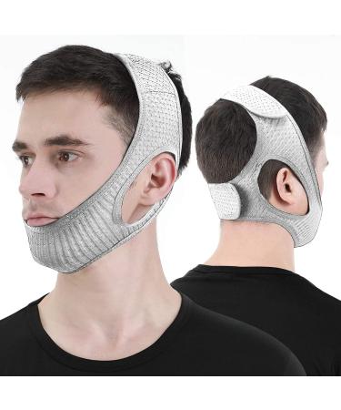 Vosaro Anti Snoring Chin Strap Stop Snoring Device for Sleeping Effectively Snoring Solution for Men and Women Adjustable & Breathable Keep Mouth Closed Chin Strap for CPAP Users Grey