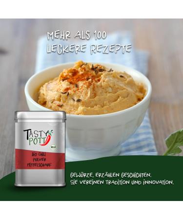 Jeske Sports Supplies Tasty Pott Chili spices spice mixtures spicy sharp spices spices chili powder spicy kitchen Bio chili powder medium spicy 80 g - Buy Online on GoSupps.com