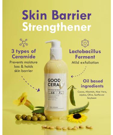HOLIKA HOLIKA Good Cera ATO Relief Oil Wash | 5.41 fl oz Moisturizing Bath Oil & Body Wash with Fermented Ceramides | Hydrating Shower Gel for Sensitive Skin - Buy Online on GoSupps.com