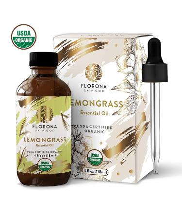 Florona Lemongrass Essential Oil USDA Organic - 4 fl oz | Therapeutic Grade for Hair & Skin Care, Diffuser Aromatherapy - Buy Online on GoSupps.com
