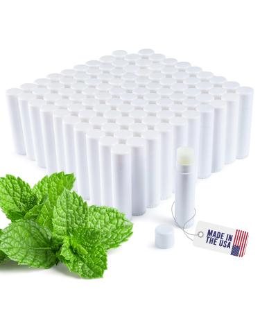 Lip Balm Bulk Unlabeled - Made in USA Bulk Chapstick - Natural Ingredients Vitamin E Shea Butter - Custom Chapstick Bulk For Party & Wedding Favors (100 Count Peppermint)