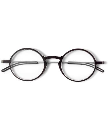 ThinOptics Manhattan Reading Glasses | Milano Aluminum Magnetic Housing | Round Black Frames | 2.50 Strength | Stylish & Portable - Buy Online on GoSupps.com