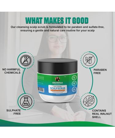 Natural Scalp Scrub with Curry Leaves & Seaweed - Dandruff & Dead Skin Exfoliator - Sulphate & Paraben Free - 200mL - Buy Online on GoSupps.com