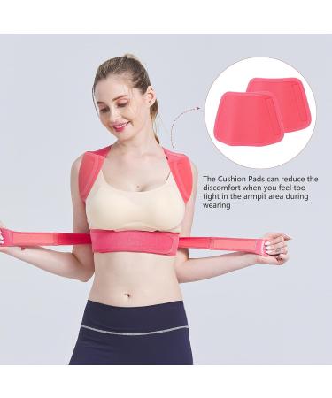 Adjustable High-Up Correction Back Support for Men & Women - Pain Relief for Neck Shoulders & Upper Back - Rose Red - Buy Online on GoSupps.com