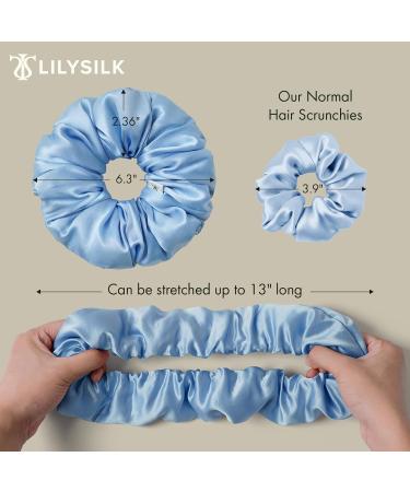 LILYSILK Women's 100% Mulberry Silk Big Hair Scrunchies Ladies Pure Silk Filled Giant XL Ponytail Holder Oversized Elastic Hair Tie Band Large Jumbo Hair Bobble for Breakage Prevention(Ice Blue) - Buy Online on GoSupps.com