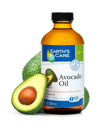 Earth s Care Avocado Oil - Avocado Oil for Hair and Skin with Vitamin E Glass Bottle 8 FL. OZ. 8 Fl Oz (Pack of 1)