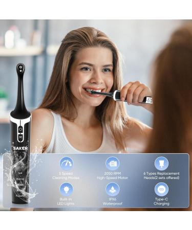 Saker Tooth Polisher Kit - Rechargeable Dental Polisher with 12 Brush Heads LED Light & 5 Speed Modes - Waterproof Teeth Whitening Tool for Perfect Smiles - Buy Online on GoSupps.com