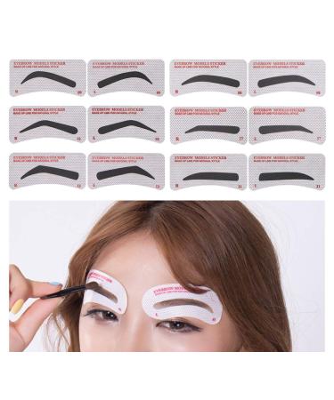 60 PCS Eyebrow Stencils 6 Styles Non-Woven Shaping Grooming Stencil Kit Eyebrow Drawing Guide Makeup Template DIY Tools For Beginners