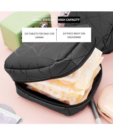 Portable Waterproof Sanitary Napkin Storage Bag - Black Leather Menstrual Cup Pouch for Teen Girls & Women - Buy Online on GoSupps.com