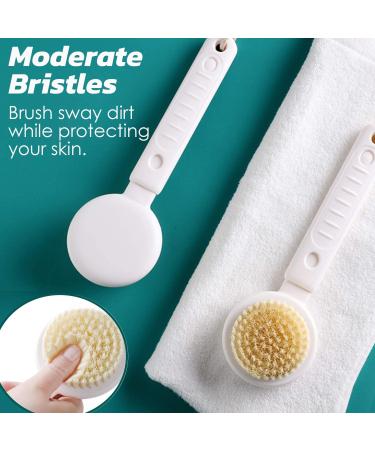 YOLETO Back Scrubber for Shower - Adjustable Long Handle, Soft Bristles - Exfoliating Dry Brush for Women, Elderly, Kids - White - Buy Online on GoSupps.com