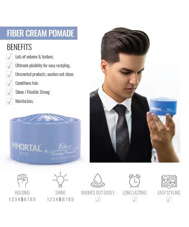 Immortal NYC Flexible Strong Hold Fiber Pomade - Natural Men's Water Based Hair Styling Balm - Buy Online on GoSupps.com