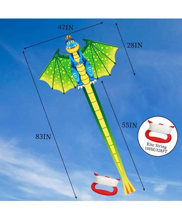 Dinosaur Kite for Kids Ages 3-12 | Easy-to-Fly Beach Kite with Handle and 328FT String - Buy Online on GoSupps.com