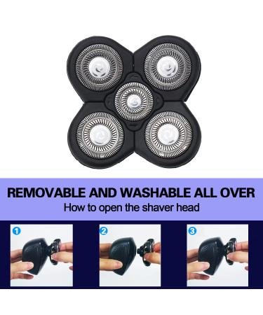 5-Blade Shaver Replacement Heads for Bald Men - Easy-to-Clean Electric Shaver with Blade Cover - Black - Buy Online on GoSupps.com