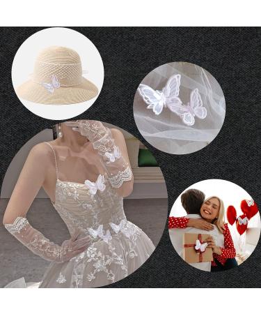 32 Pcs White Lace Butterfly Applique Embroidery Organza Patches for Wedding Dress Craft DIY - Buy Online on GoSupps.com