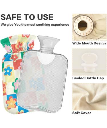 NAANLE 2L Hot Water Bottle with Checkered Floral Cover - Pain Relief & Heat Therapy for Back Neck Hands & Feet - Buy Online on GoSupps.com