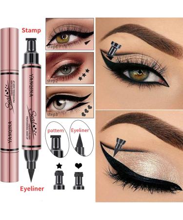 Heart Eye Liner Stamp | Eye Liner with Stamp Waterproof Perfect Wing Cat Eye Liner Long-Lasting Wing Eye Liner Stamp for Eye Face Makeup - Buy Online on GoSupps.com