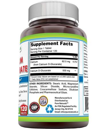 Pure Naturals Calcium D-Glucarate 500mg (120 Tablets) - Supports Liver & Kidney Detoxification - Buy Online on GoSupps.com