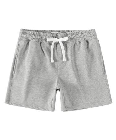 NIMENJOJA Mens 5.5" Athletic Gym Shorts Cotton Jogger Workout Lounge Jersey Zipper Pocket Sweat Shorts Medium Grey