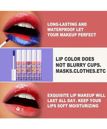 Lip Stain - 5x Waterproof Lip Tint Matte Lip Gloss Long-Lasting Lipstick Set Non-Stick Cup for Vibrant Lip Color Lip Stain - Buy Online on GoSupps.com