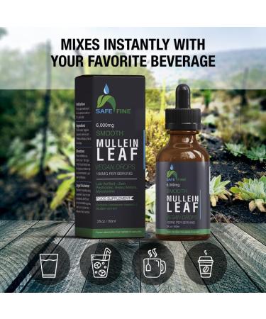SafeFine Mullein Leaf Extract Drops - 60ml Alcohol-Free Vegan Formula for Respiratory & Immune Support, Natural Sleep Aid - Buy Online on GoSupps.com