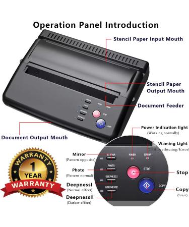 BCETASY Tattoo Transfer Stencil Printer + 20 Free Transfer Papers | Thermal Copier Machine for Temporary & Permanent Tattoos - Black - Buy Online on GoSupps.com