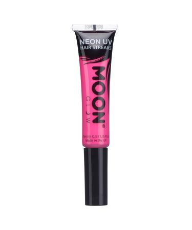 Moon Glow Neon UV Hair Colour Streaks | Pink | Hair Mascara - Temporary Wash out Hair Dye | Bright Neon Colour Glows under UV Lighting Intense Pink