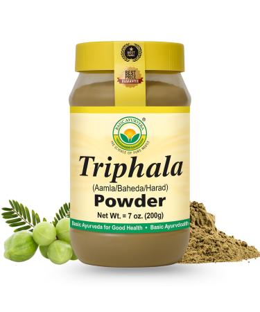 BASIC AYURVEDA Triphala Powder 7.05 Oz (200g) | Traditional Three Fruit Blend of Amla Haritaki & Bibhitaki | Pure Powder Ingredient | Vegan & Gluten-Free