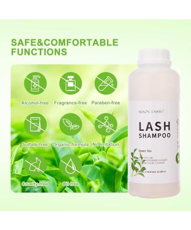 Eyelash Extension Shampoo 600ml - Paraben & Sulfate Free Eyelid Foaming Cleaner for Natural & Professional Use - Green Tea Formula - Buy Online on GoSupps.com