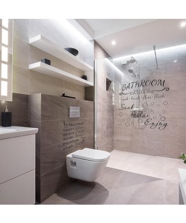4-Piece Bathroom Wall Decals Sticker Set - Toilet Rules, Soak Relax Enjoy, Love Mom - Vinyl Wall Art Decor in Black - Buy Online on GoSupps.com